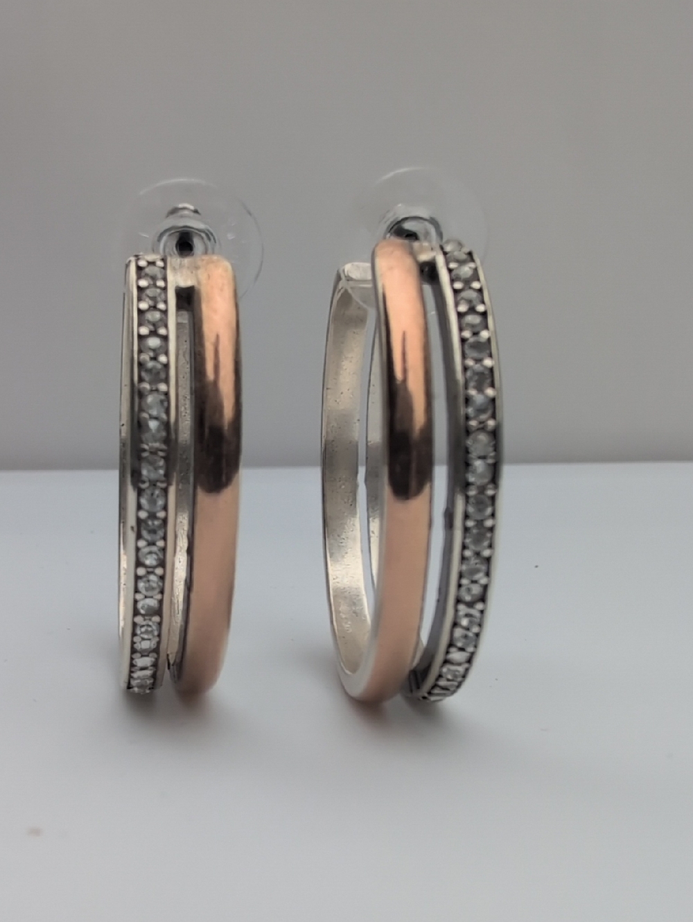 Brighton Neptune's Rings Duo Large Hoop Earrings Silver